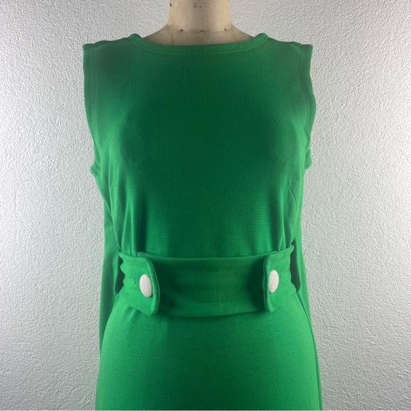 Original Milly New York l S Retro 60s MCM Mod Knit Open Back Draped Button Dress - Picture 2 of 15